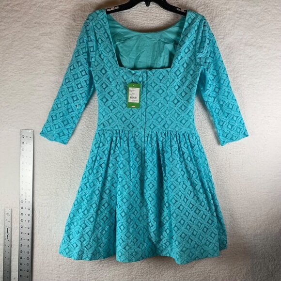 Lilly Pulitzer Women's Shorely Blue‎ 3/4 Sleeve Lace Lori Dress Size 6 NWT 9190 - Picture 7 of 12